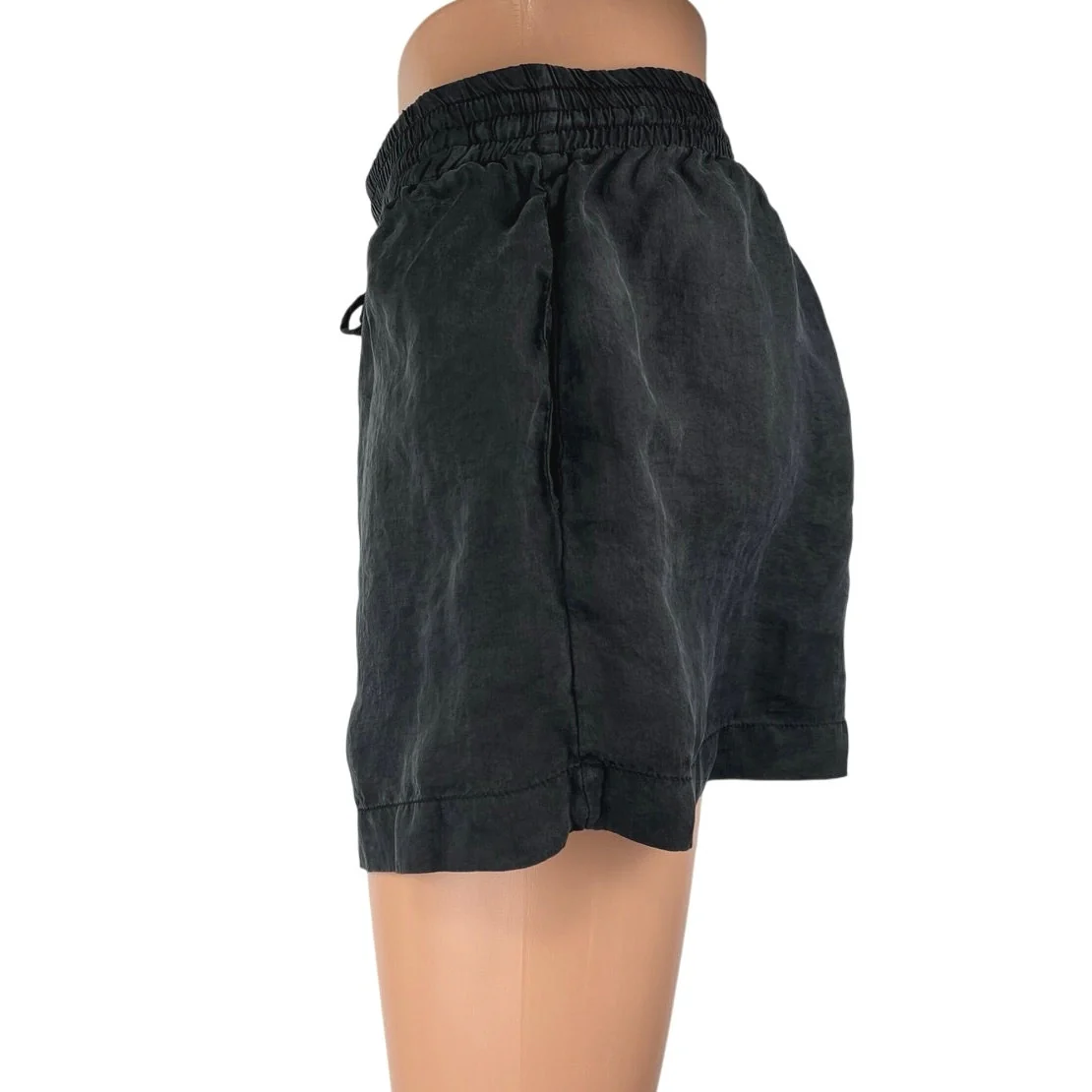 Zara Women's Black Drawstring High Waisted Wide Leg Casual Mini Shorts Size L - Image 2