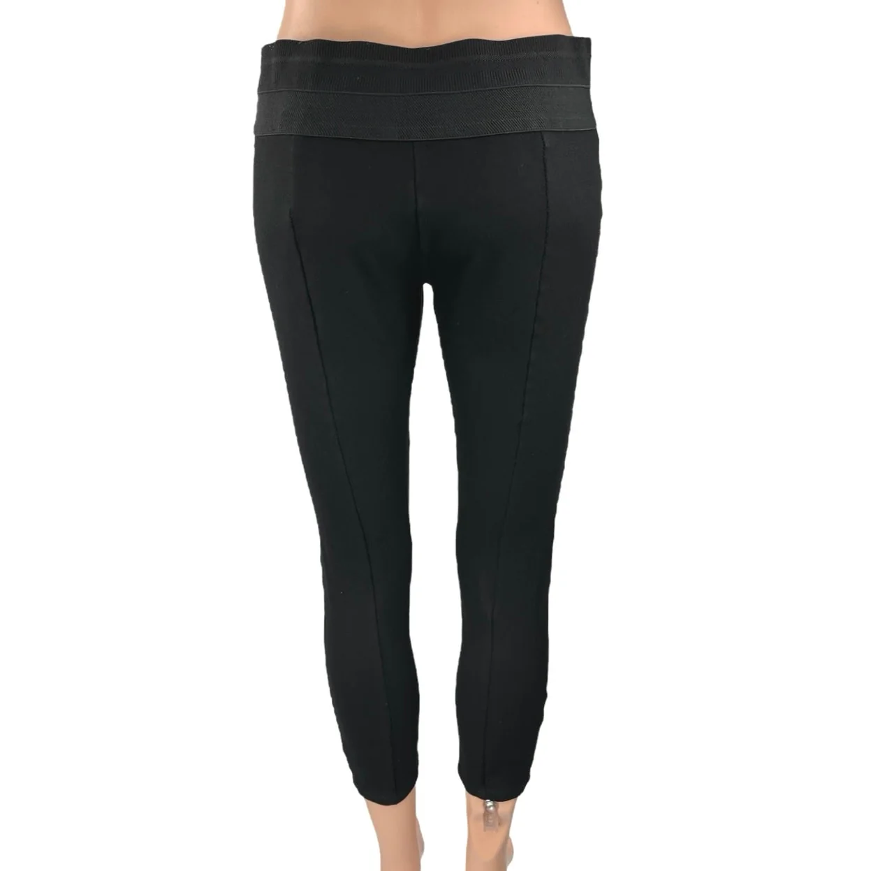 Zara Women's Black Mid Rise Skinny Stretch Trousers Leggings Ankle Pants Size L - Image 3