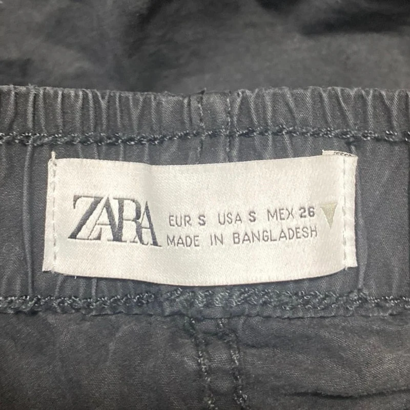 Zara Women's Black Elastic Waist Straight Tapered Leg Trousers Jogger Pants Sz S - Image 4