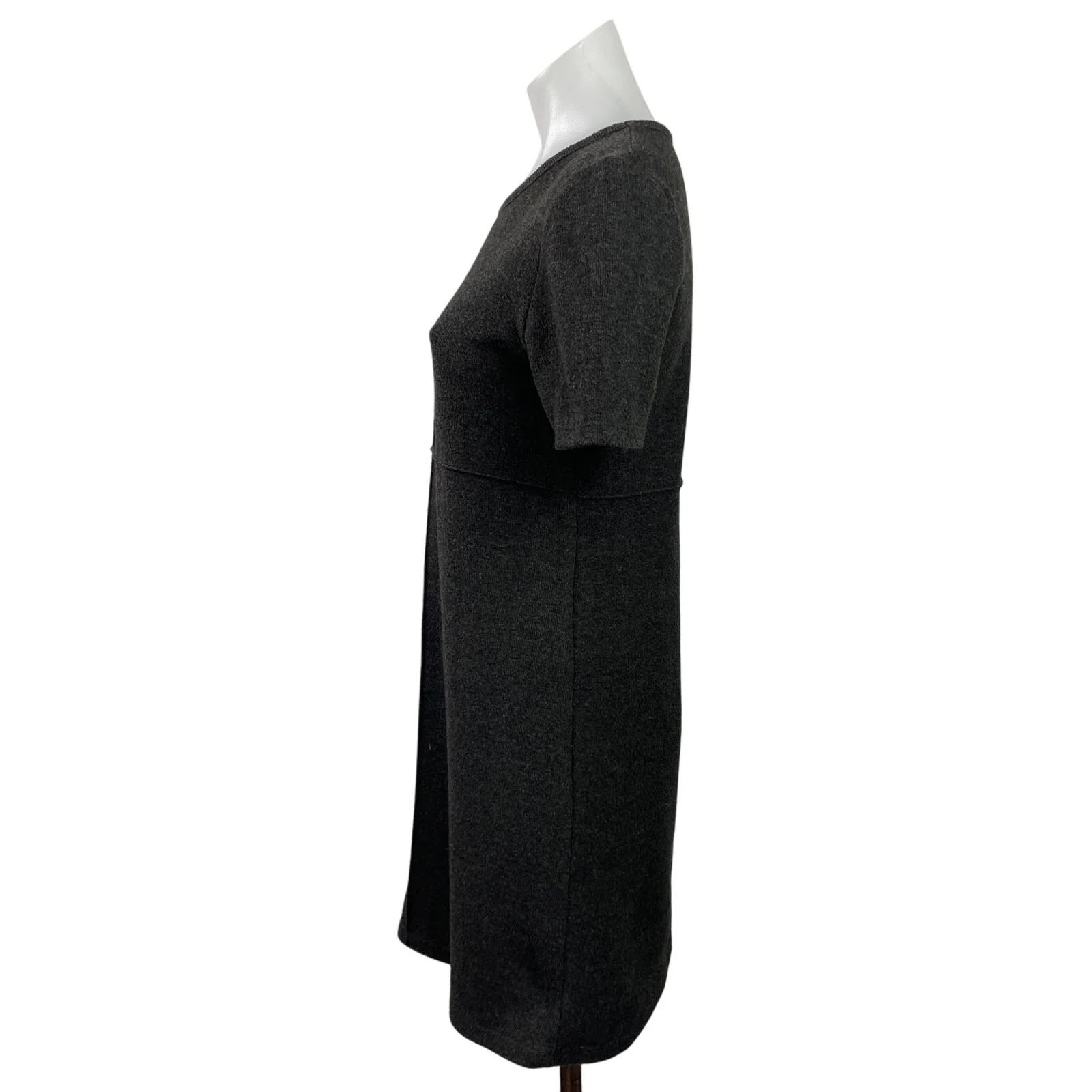 Zara Womens Black Faux Suede Crewneck Short Sleeve Mini Shift Sheat Dress Sz S - Image 2