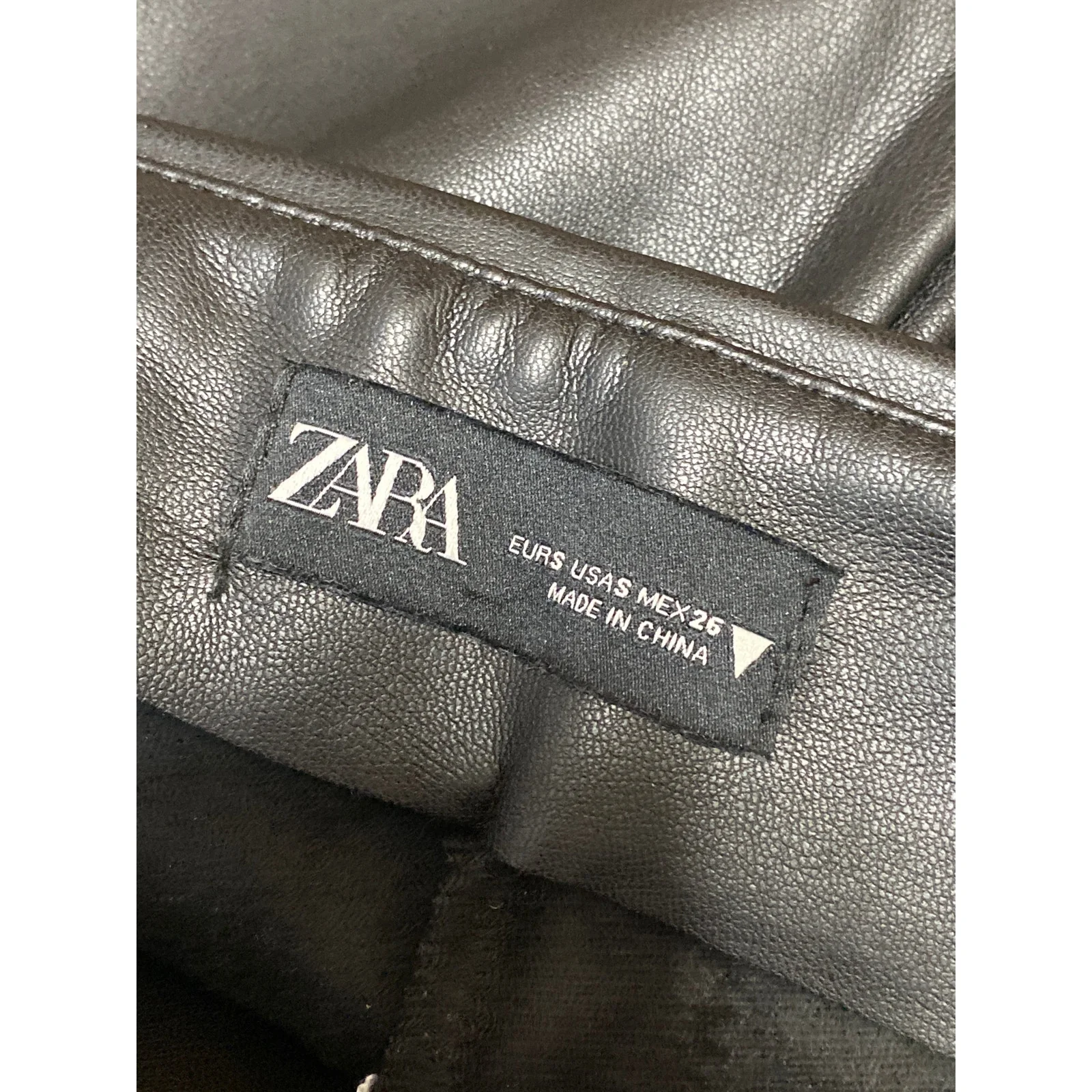 Zara Women's Black Faux Vegan Leather High Waisted Skinny Leg Trousers Pants S - Image 3