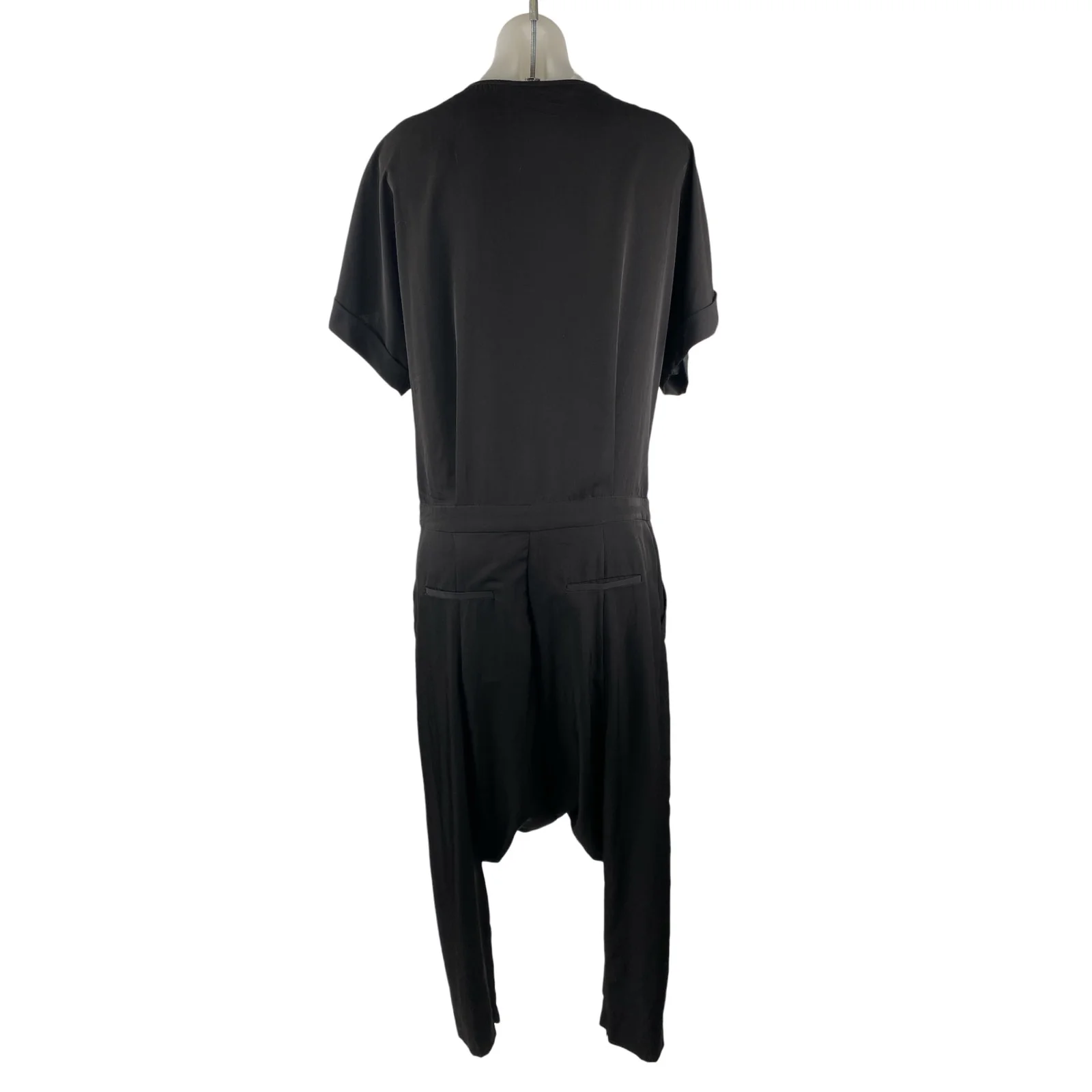 Zara Women's Black Faux Wrap Short Dolman Sleeve Loose Fit Jumpsuit Size M - Image 2
