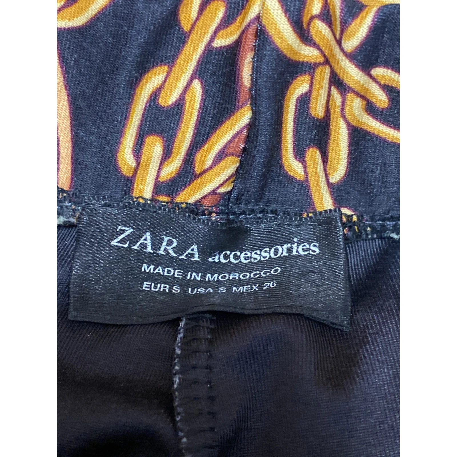 Zara Women's Black Gold Chain Print High Waisted Casual Leggings Pants Size S - Image 5