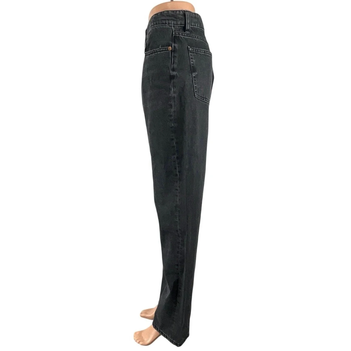 Zara Women's Black High Rise Baggy Barrel Palazzo Wide Leg Denim Jeans Pants 12 - Image 3