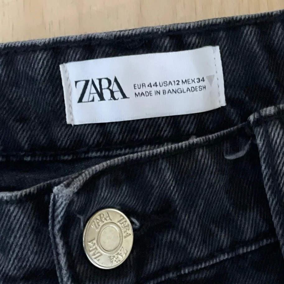 Zara Women's Black High Rise Baggy Barrel Palazzo Wide Leg Denim Jeans Pants 12 - Image 5
