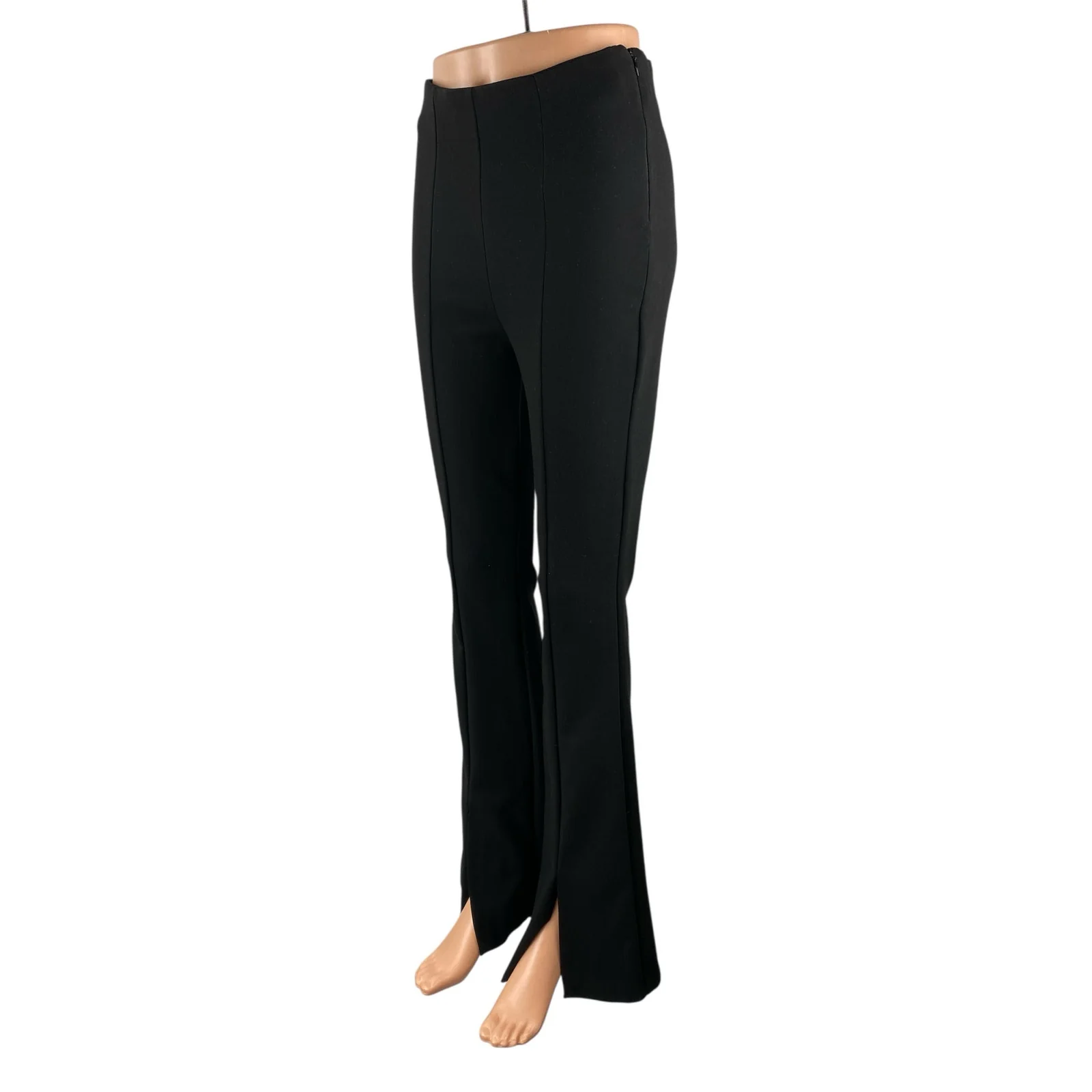 Zara Women's Black High Rise Flared Bootcut Slit Hem Trousers Dress Pants Size S - Image 2