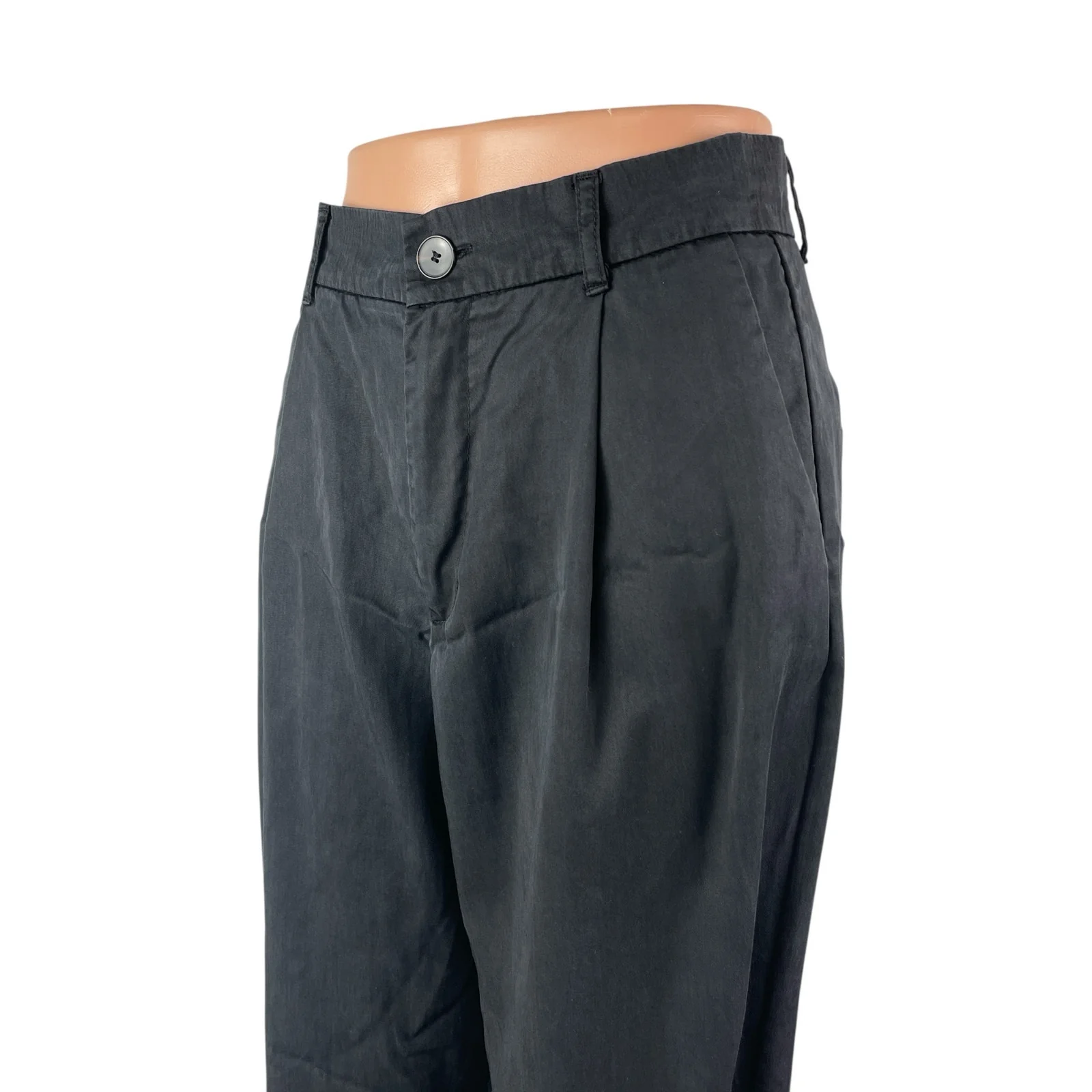 Zara Women's Black High Rise Pleated Relaxed Straight Leg Trousers Pants Size S - Image 2