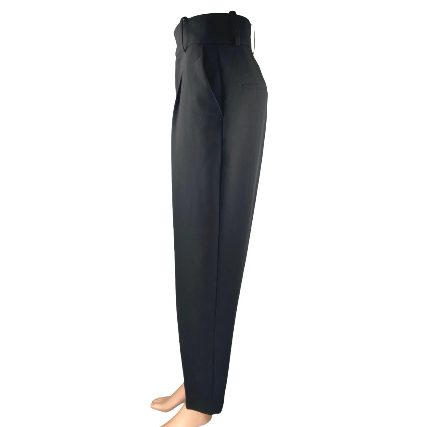 Zara Women's Black High Rise Pleated Tapered Barrel Carrot Trousers Pants Sz XS - Image 2