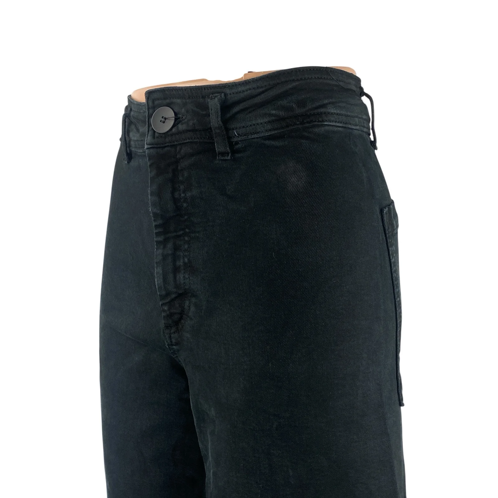 Zara Women's Black High Rise Raw Hem Wide Leg Baggy Palazzo Denim Jeans Size 6 - Image 2