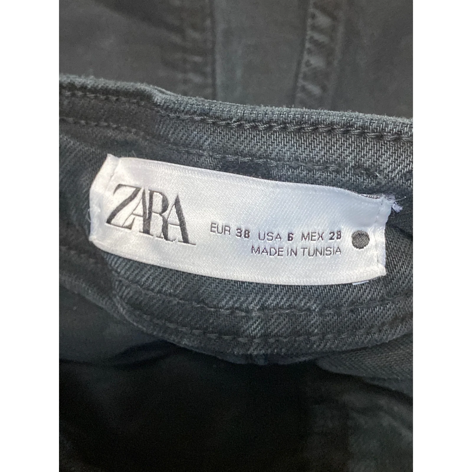Zara Women's Black High Rise Raw Hem Wide Leg Baggy Palazzo Denim Jeans Size 6 - Image 5