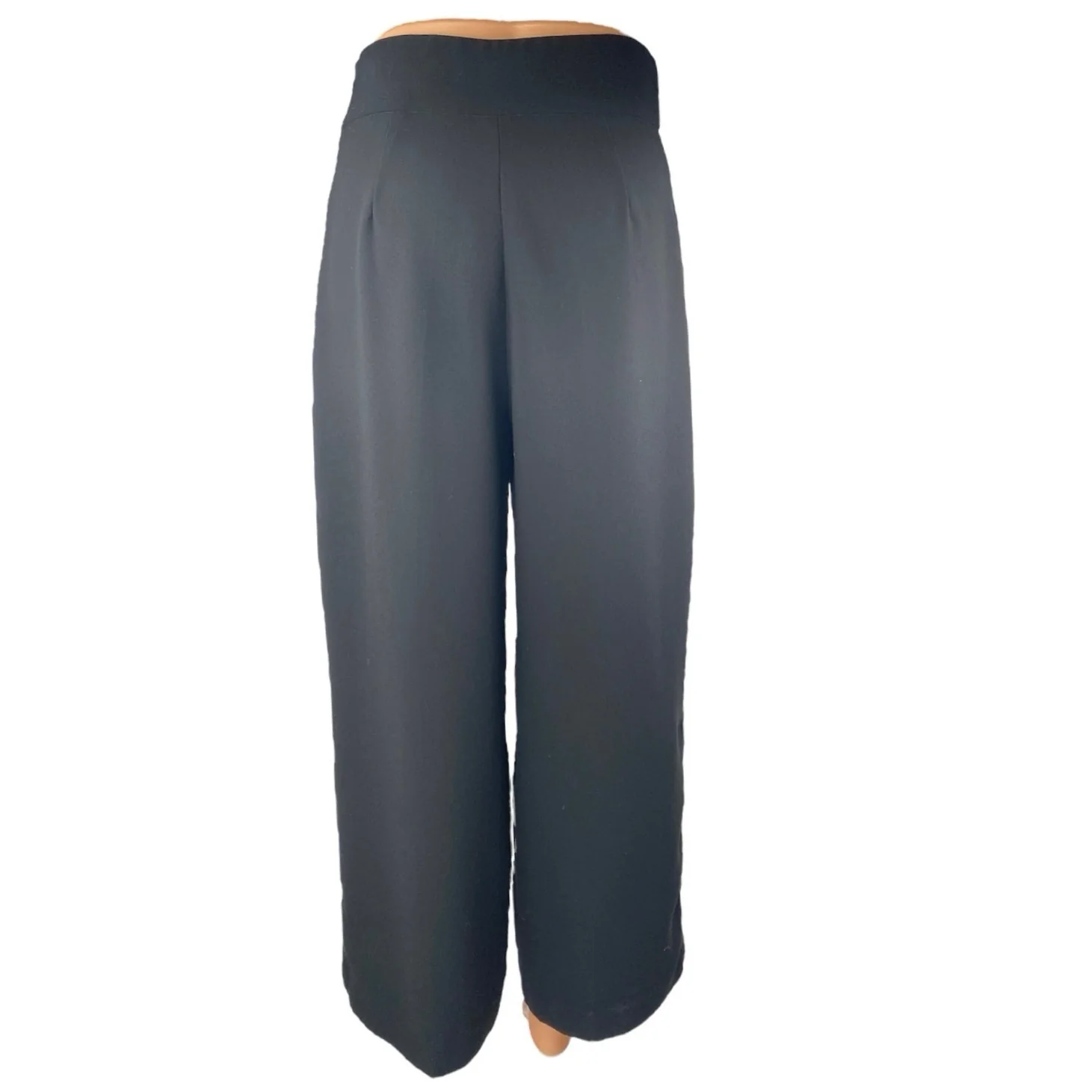 Zara Women's Black High Rise Straight Wide Leg Zipper Trousers Dress Pants Sz S - Image 3