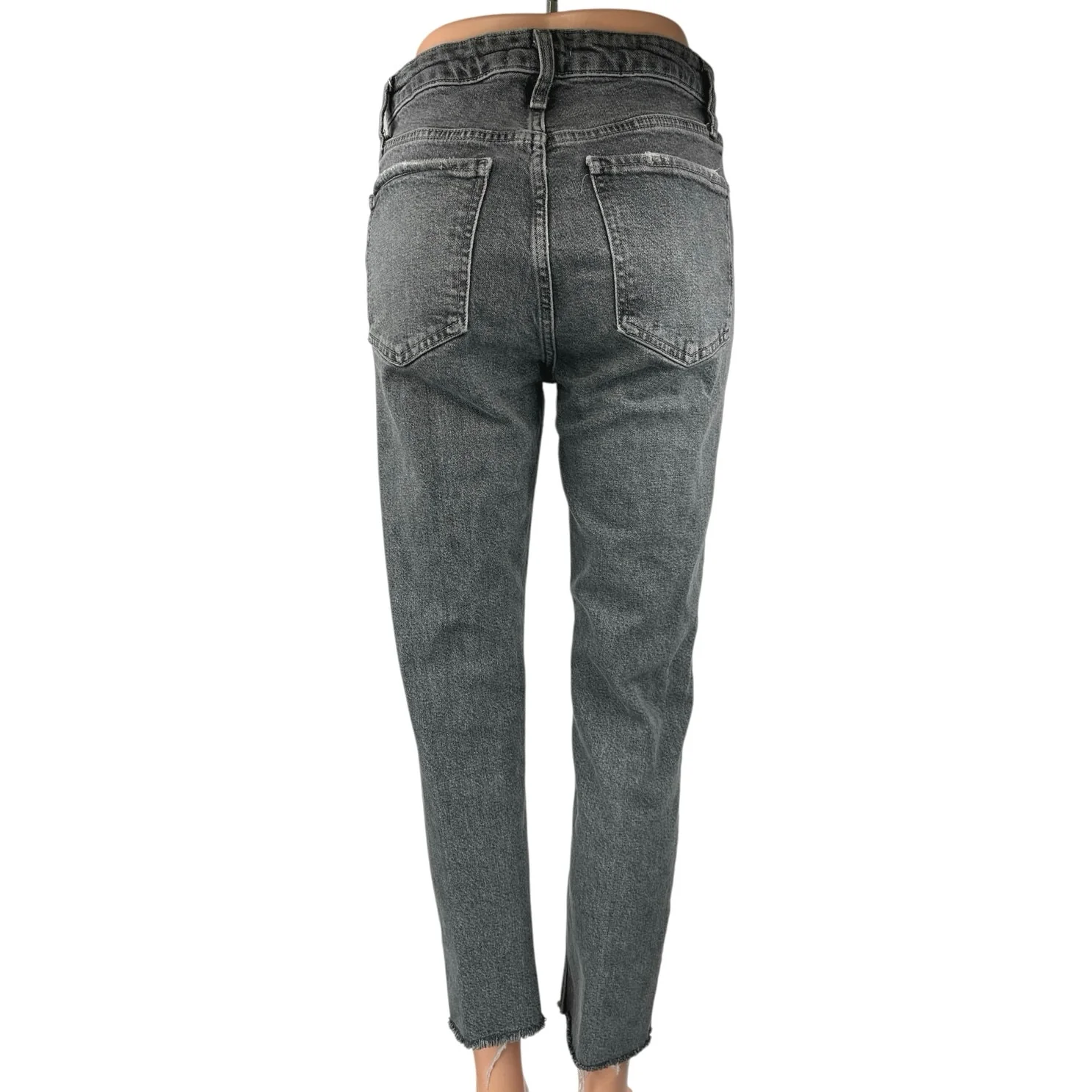 Zara Women's Black High Waist Frayed Raw Hem Straight Skinny Denim Jeans Pants 6 - Image 3