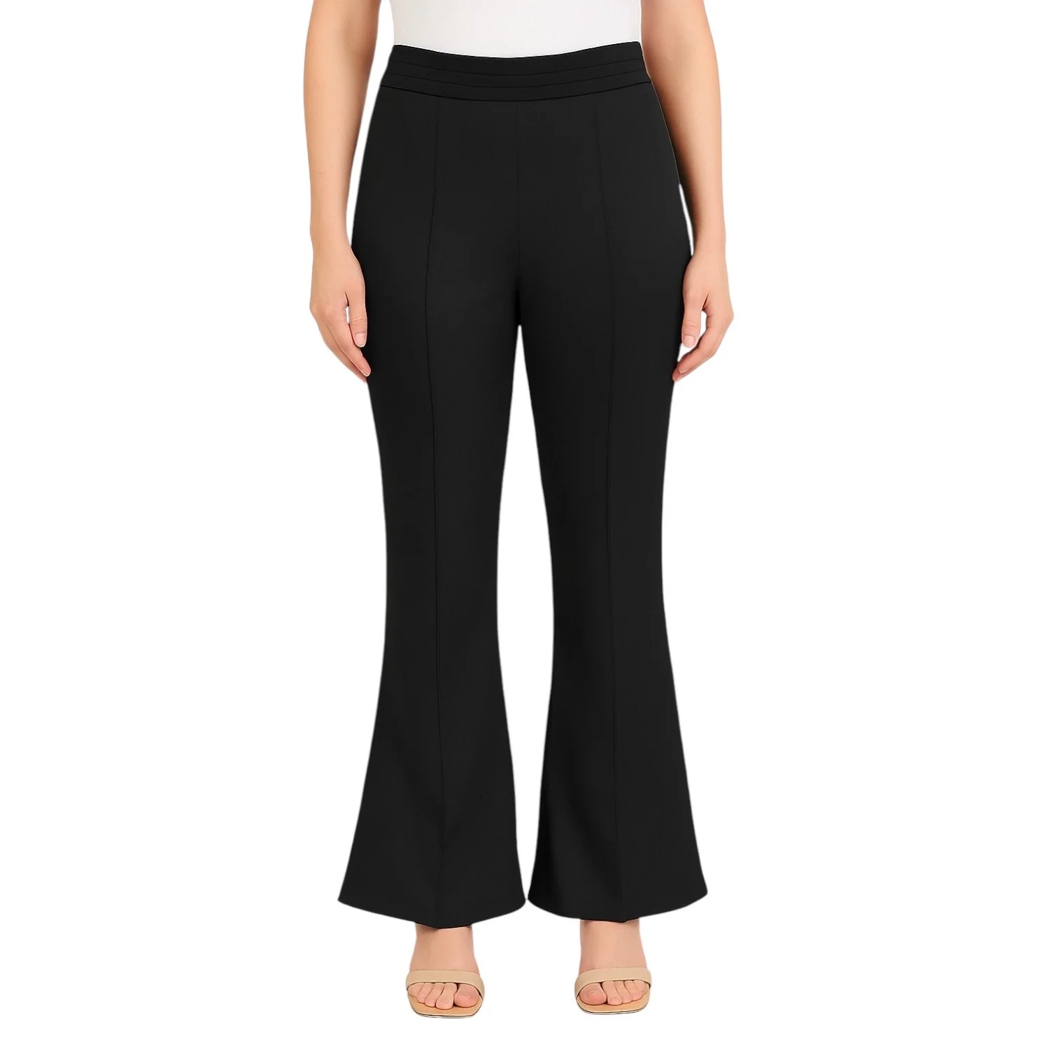 Zara Women's Black High Waisted Bootcut Flared Bell Bottom Trousers Pants Sz XL - Image 2