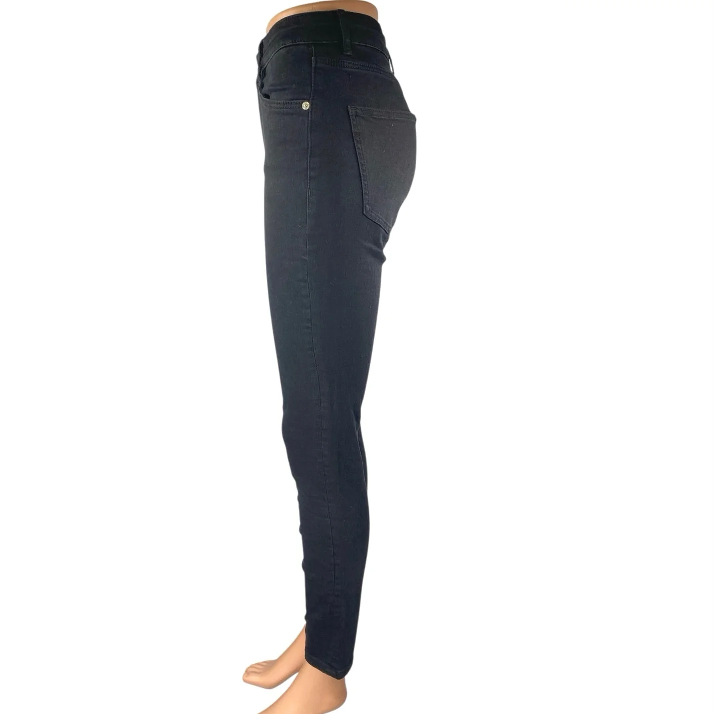 Zara Women's Black High Waisted Cropped Casual Cotton Skinny Denim Jeans Size 6 - Image 2