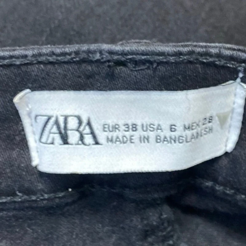 Zara Women's Black High Waisted Cropped Casual Cotton Skinny Denim Jeans Size 6 - Image 4
