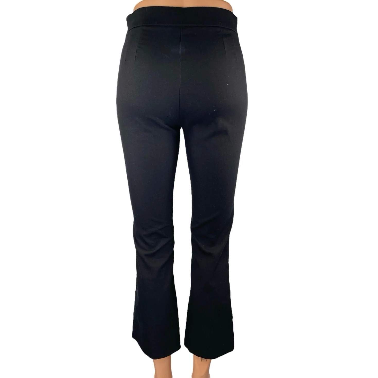 Zara Women's Black High Waisted Flared Bootcut Cropped Trousers Pants Size XS - Image 3