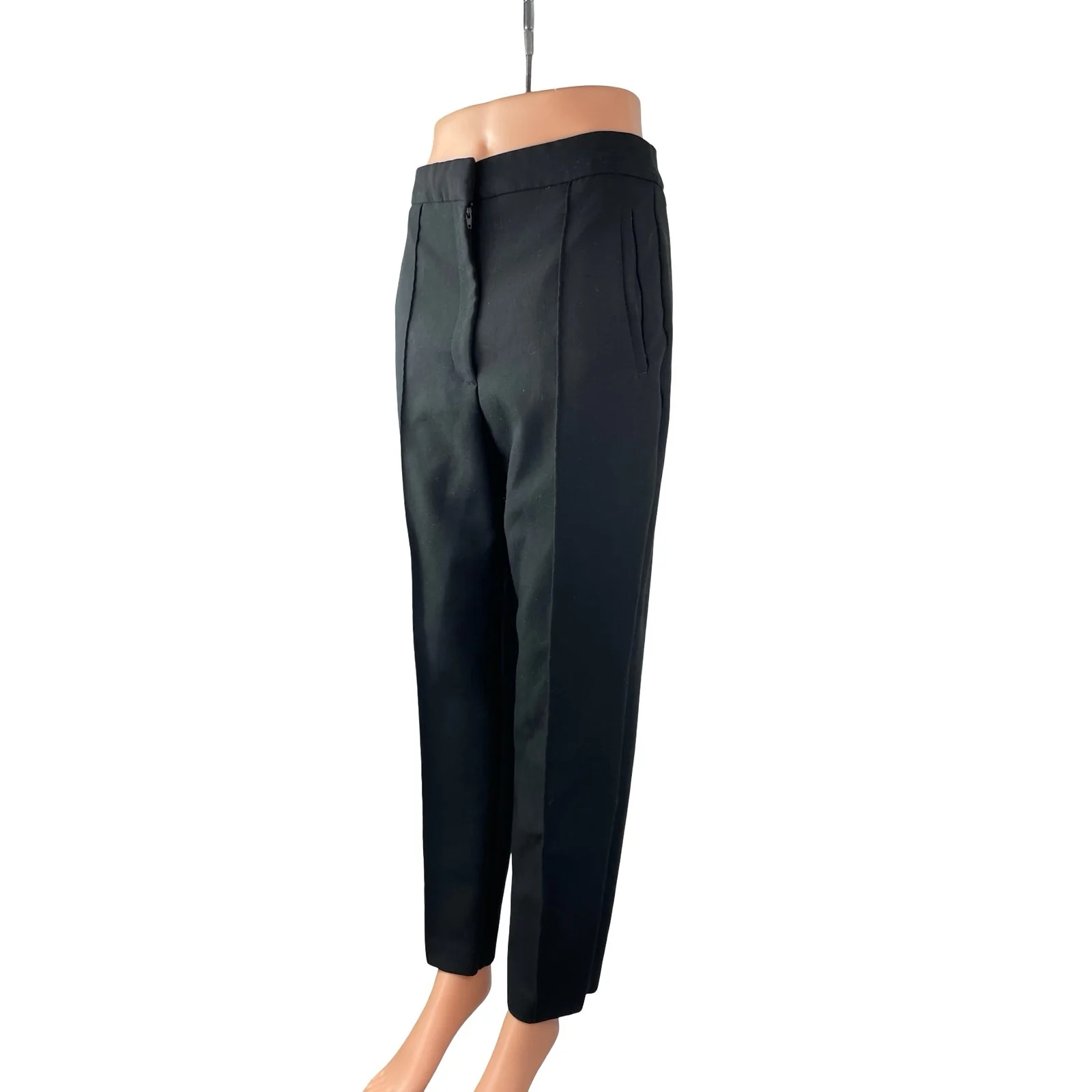 Zara Womens Black High Waisted Pintuck Straight Leg Trousers Dress Pants Size M - Image 2