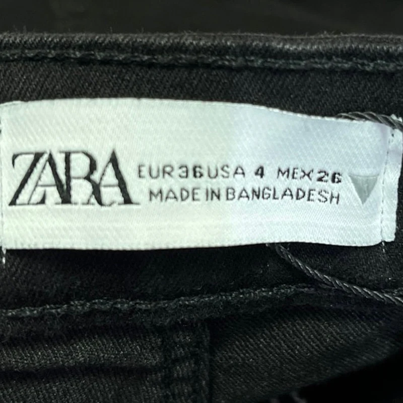 Zara Women's Black High Waisted Pleated Split Hem Skinny Denim Jeans Size 4 - Image 5