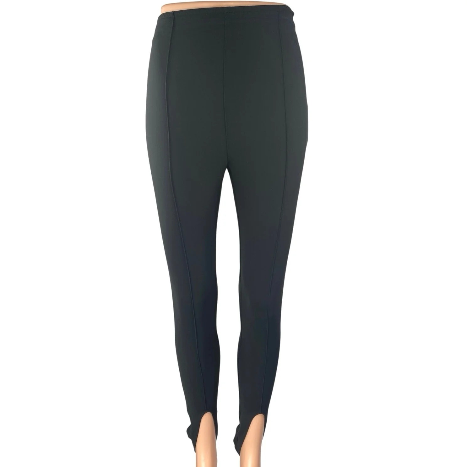 Zara Women's Black High Waisted Skinny Zipper Trousers Leggings Pants Size XS