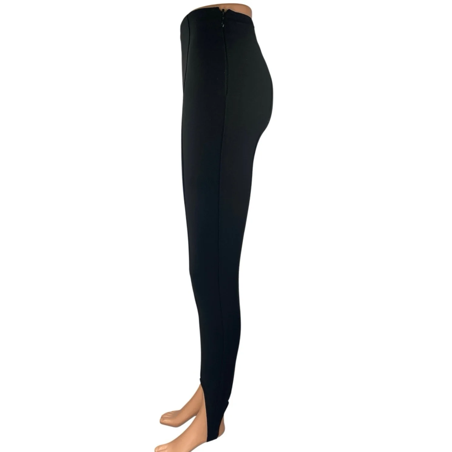 Zara Women's Black High Waisted Skinny Zipper Trousers Leggings Pants Size XS - Image 2