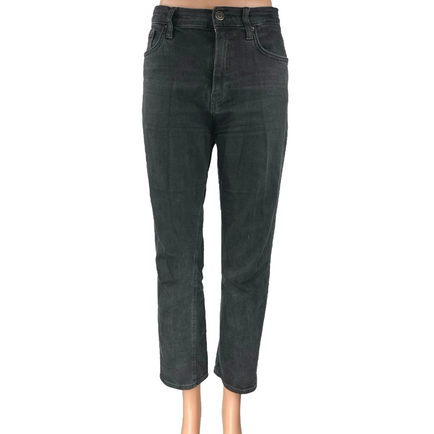 Zara Women's Black High Waisted Straight Leg Stretch Casual Denim Jeans Size 6