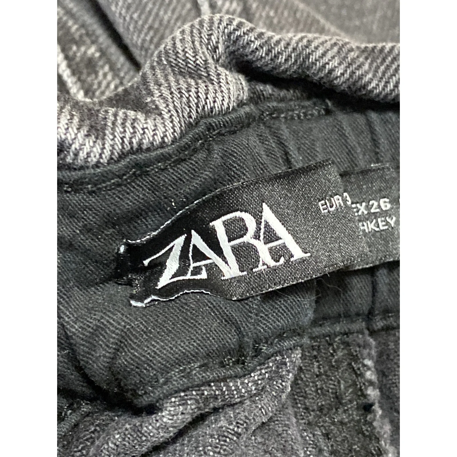 Zara Women's Black High Waisted Straight Tapered Barrel Paperbag Denim Jeans 36 - Image 5