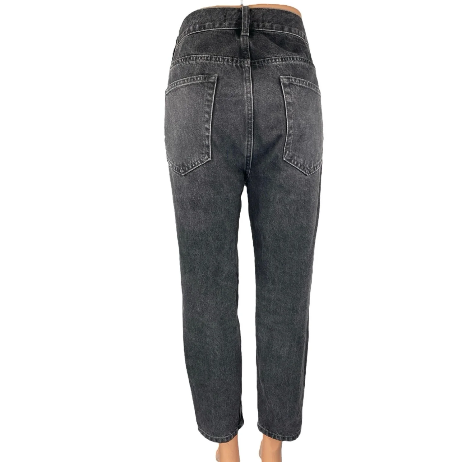 Zara Women's Black High Waisted Straight Tapered Leg Denim Jeans Pants Size 32 - Image 3