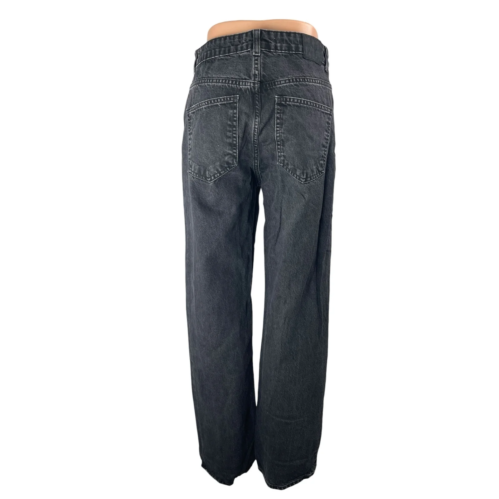 Zara Women's Black High Waisted Straight Wide Leg Baggy Denim Jeans Pants Size 6 - Image 2