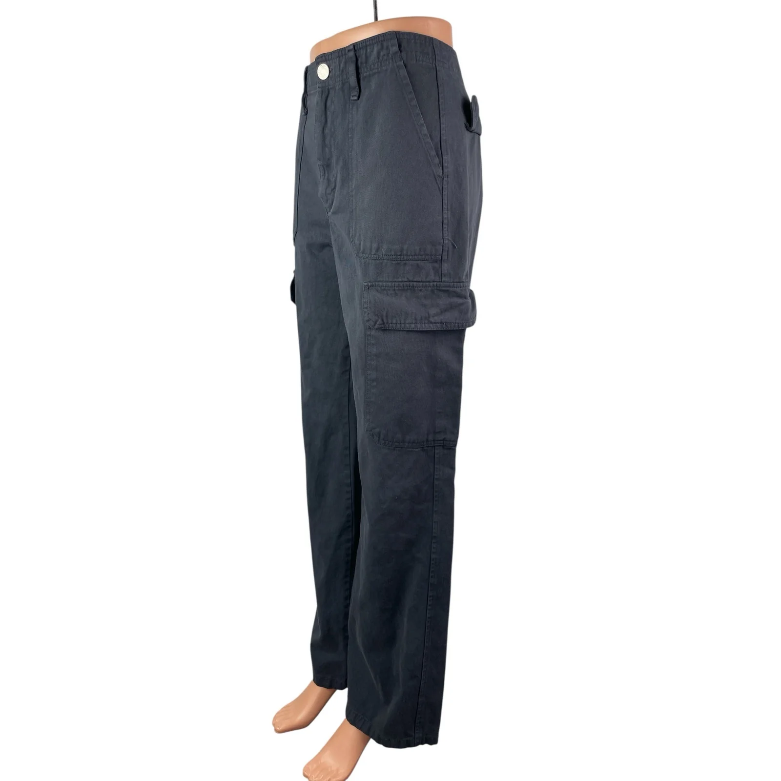 Zara Women's Black High Waisted Utility Straight Leg Y2k Trousers Pants Size 6 - Image 3