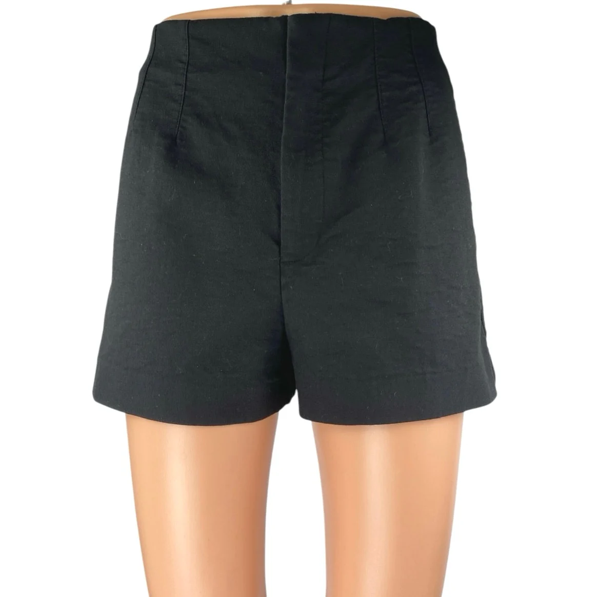 Zara Women's Black High Waisted Wide Leg Zipper Pockets Mini Shorts Size XS