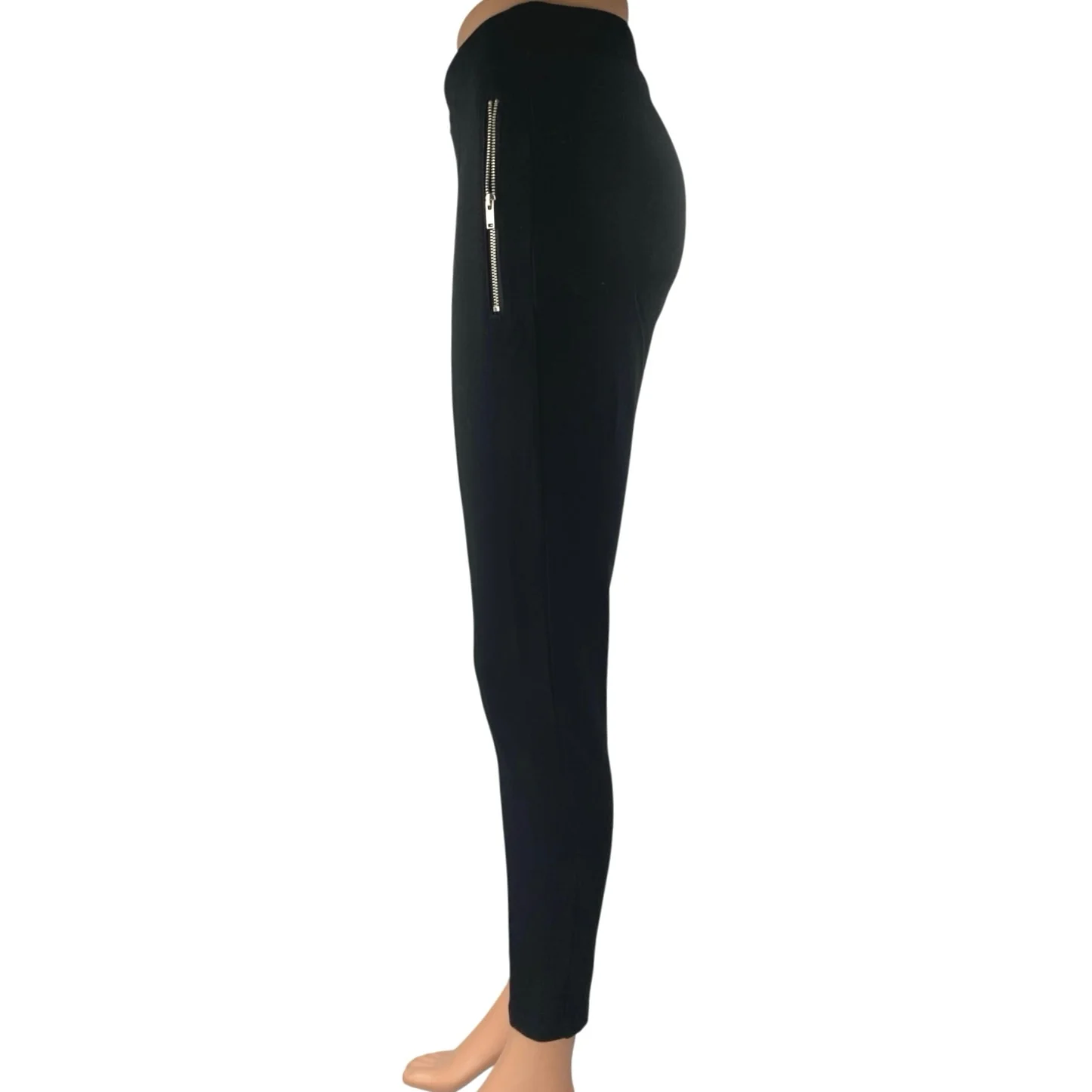 Zara Women's Black High Waisted Zip Pockets Stretch Skinny Trousers Pants Size M - Image 2