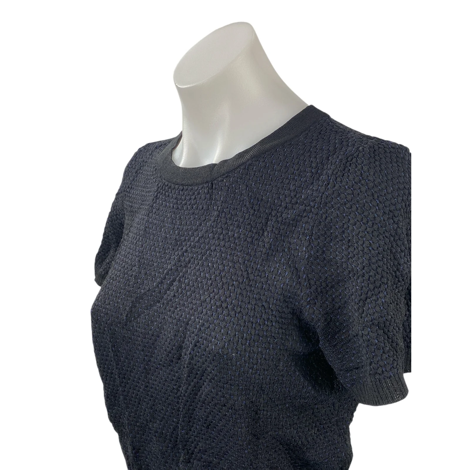 Zara Women's Black Knit Short Sleeve Crew Neck Sweater T Shirt Tee Top Size M - Image 2