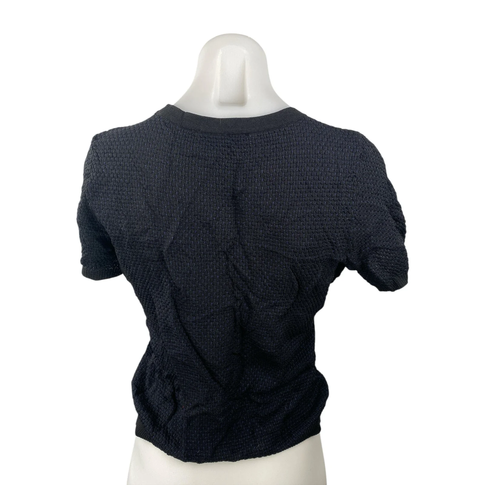 Zara Women's Black Knit Short Sleeve Crew Neck Sweater T Shirt Tee Top Size M - Image 4