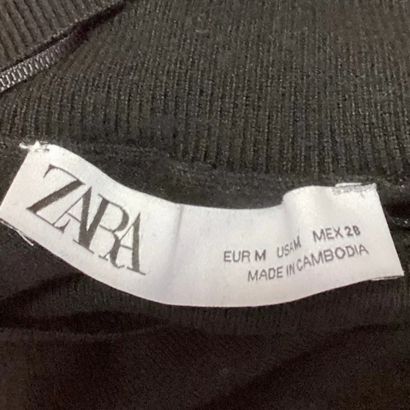 Zara Women's Black Knit Turtleneck Long Sleeve Pullover Sweater Top Size M - Image 3