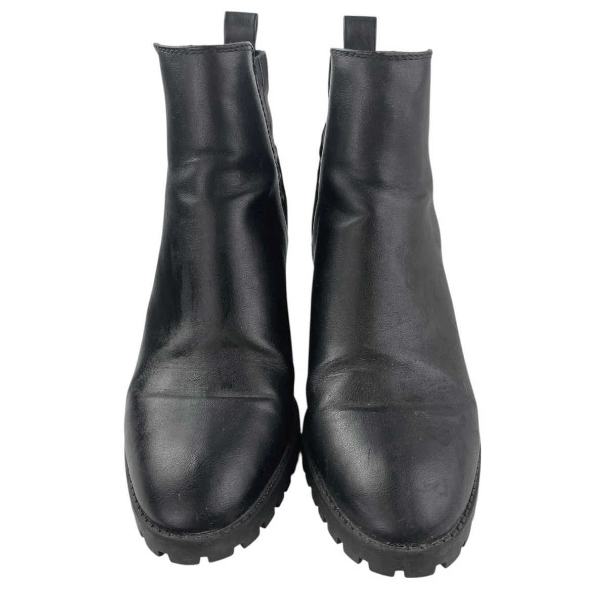 Zara Women's Black Leather Almond Toe Chunky Block Heels Chelsea Ankle Boots 7 - Image 2