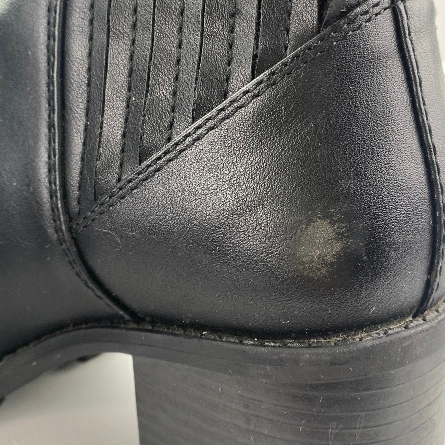 Zara Women's Black Leather Almond Toe Chunky Block Heels Chelsea Ankle Boots 7 - Image 5