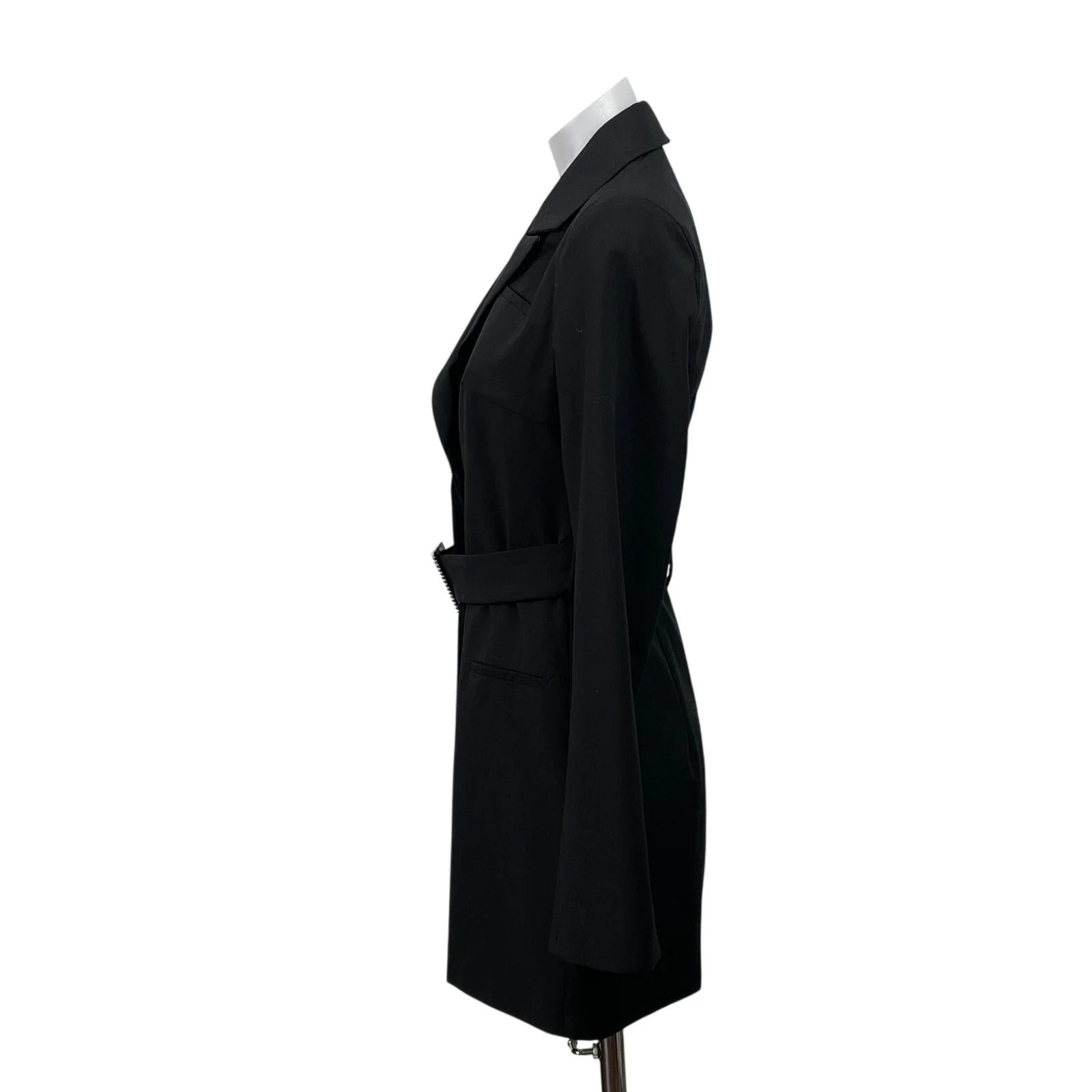 Zara Women's Black Long Sleeve Belted Notch Lapel Blazer Coat Mini Dress Size XS - Image 2