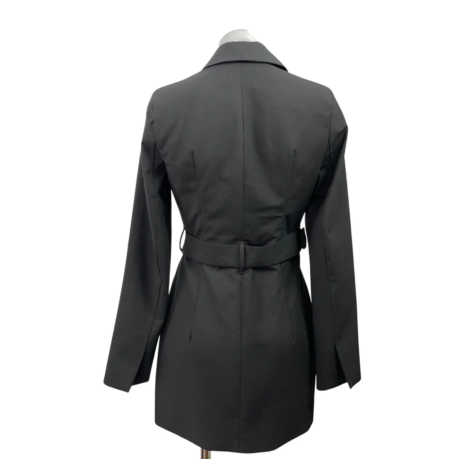Zara Women's Black Long Sleeve Belted Notch Lapel Blazer Coat Mini Dress Size XS - Image 3