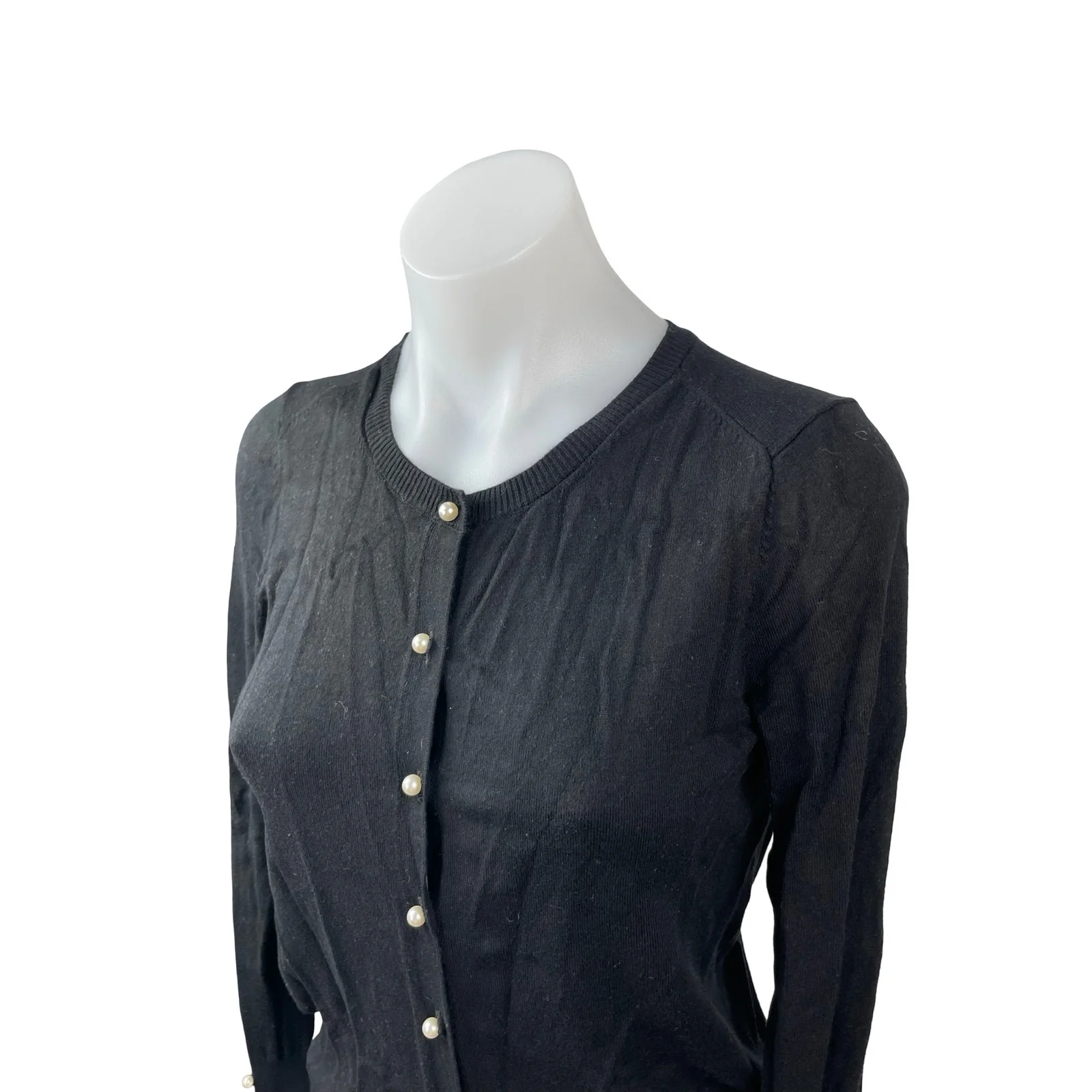 Zara Women's Black Long Sleeve Button Down Crew Neck Cardigan Sweater Top Sz S - Image 2
