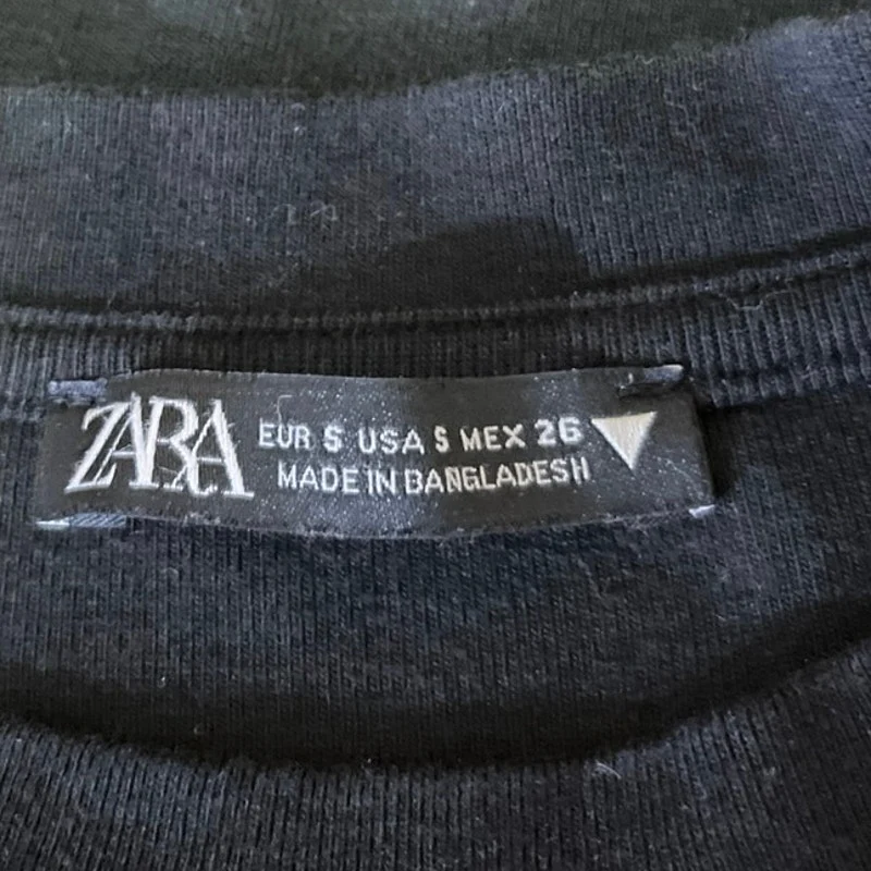 Zara Women's Black Long Sleeve Crew Neck Cropped Pullover Sweater Top Size S - Image 3