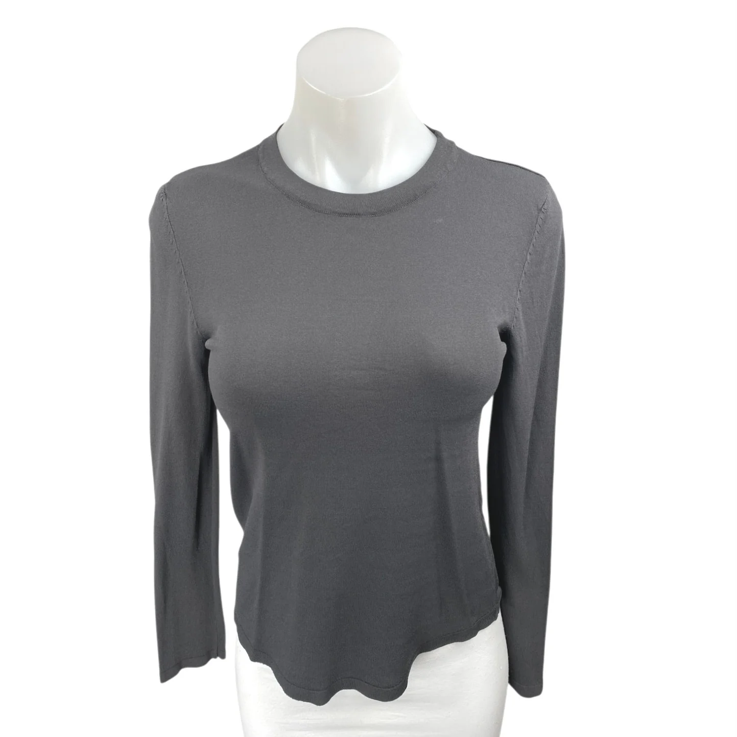 Zara Women's Black Long Sleeve Crew Neck Slim Fit Casual Tee T-shirt Top Size M