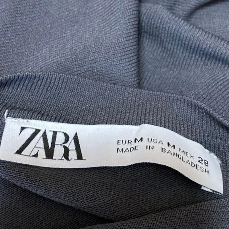 Zara Women's Black Long Sleeve Crew Neck Slim Fit Casual Tee T-shirt Top Size M - Image 3