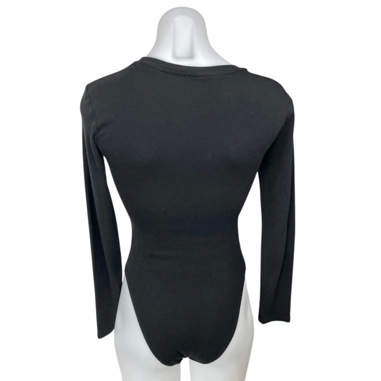Zara Women's Black Long Sleeve Crew Neck Stretch T Shirt Bodysuit Top Size M - Image 2