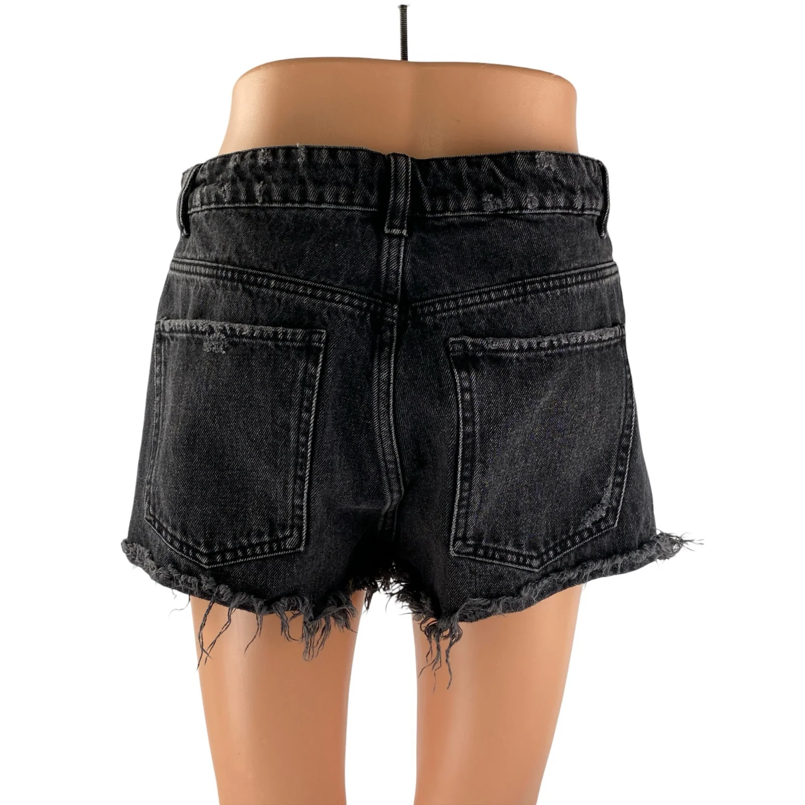 Zara Women's Black Mid Rise Frayed Raw Hem Cut Off Denim Jean Shorts Size 6 - Image 2