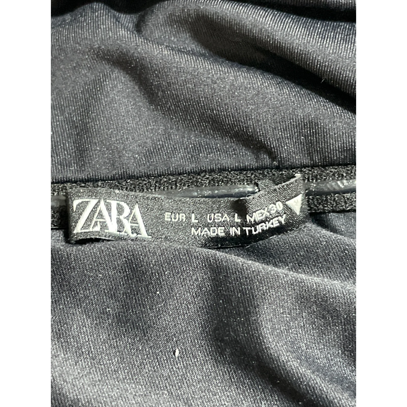 Zara Women's Black Off The Shoulder Ruched Long Sleeve Crop Blouse Top Size L - Image 5