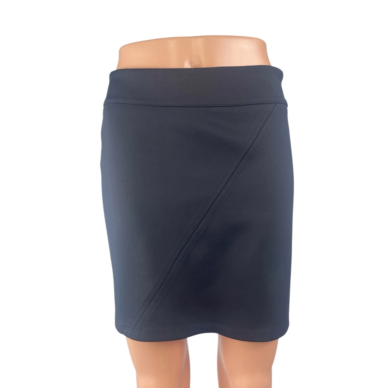 Zara Women's Black Pleated High Rise Mini Work Office Straight Pencil Skirt Sz L - Image 2