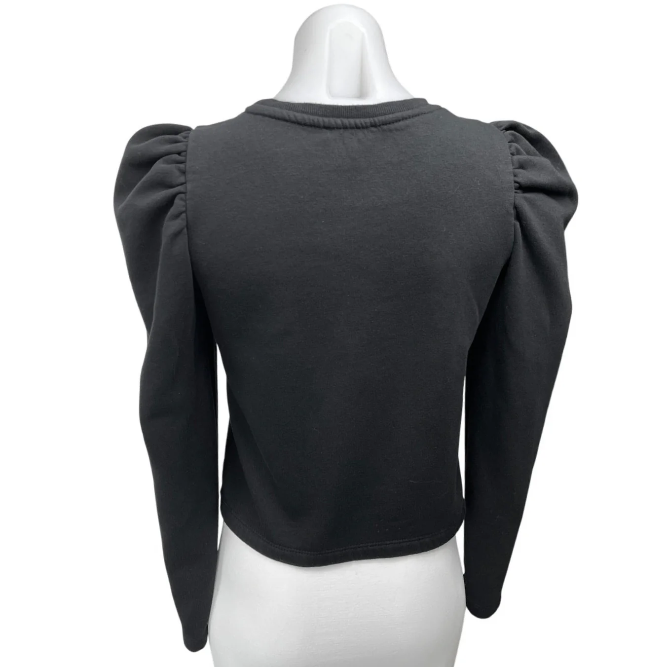 Zara Women's Black Puff Long Sleeve Crew Neck Pullover Sweater Top Size S - Image 2