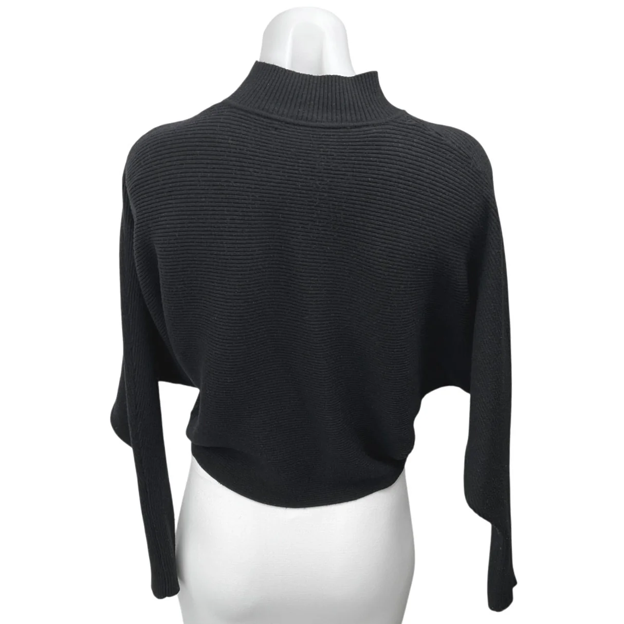 Zara Women's Black Rib Knit Mock Neck Dolman Long Sleeve Pullover Sweater Top S - Image 2