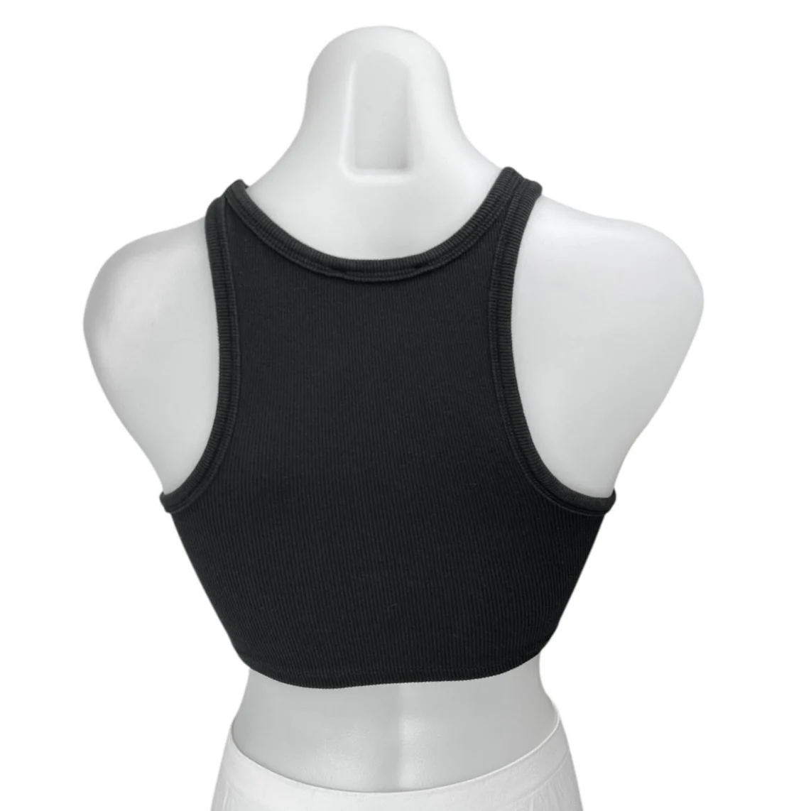 Zara Women's Black Rib Knit Sleeveless Racerback Pullover Crop Tank Top Size S - Image 2