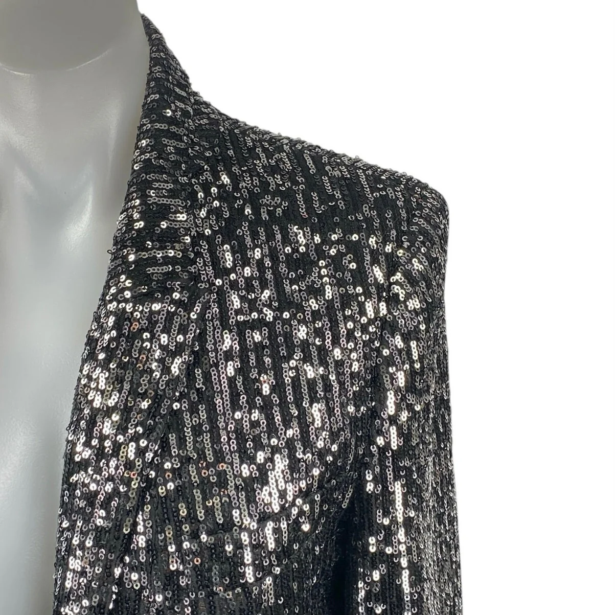 Zara Women's Black Sequin Long Sleeve Sparkly Shimmer Blazer Coat Jacket Size S - Image 2